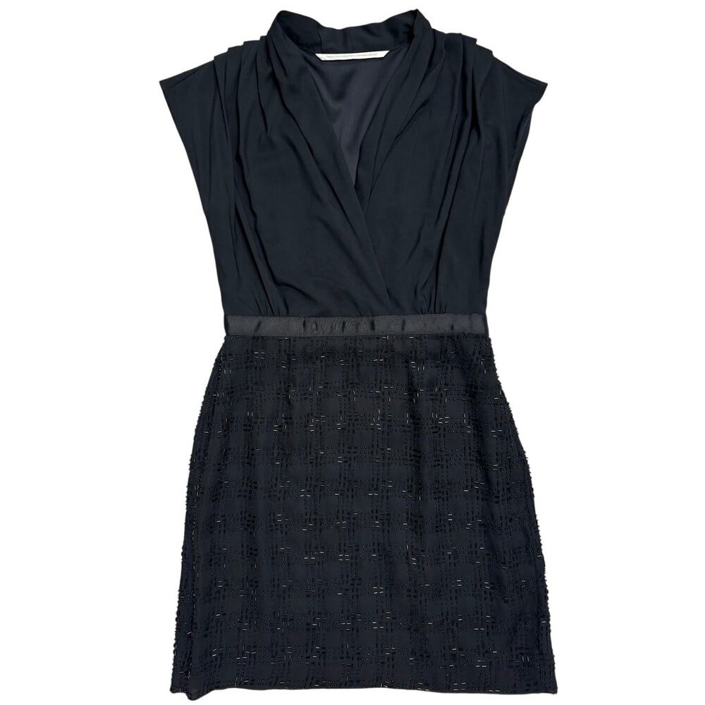 Twelfth Street by Cynthia Vincent Dress 🖤 Draped Bodice • Beaded Skirt ✨ Size 4